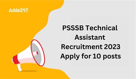 Psssb Technical Assistant Recruitment Apply For Posts