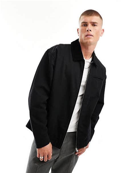 Asos Design Oversized Harrington Jacket In Washed Black Asos