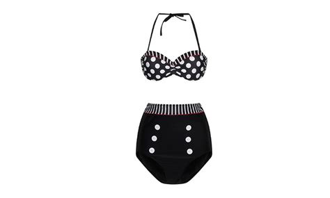 High Waisted Vintage Style Bikini Groupon Goods