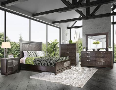 Transitional Espresso Solid Wood CAL Bedroom Set 5pcs FOA CM7315