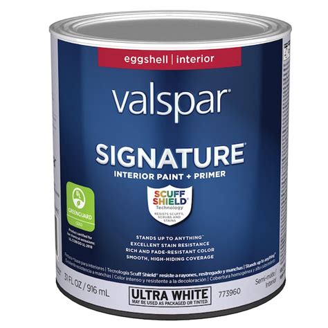 Valspar Signature Eggshell Ultra White Tintable Latex Interior Paint Primer 1 Quart 007