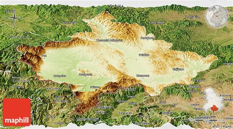 Physical Panoramic Map Of Kosovo Satellite Outside