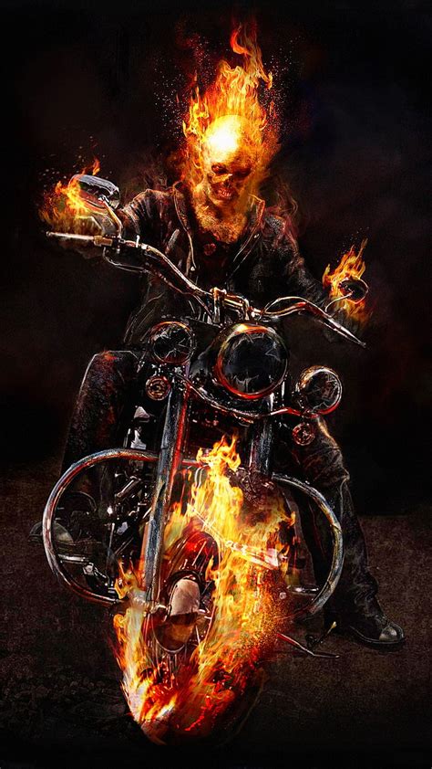 Ghost Rider Fire Hellblazing Johny Blaze Motorcycle HD Phone