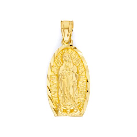 Virgin Mary Miraculous Medal 14k Solid Gold Our Lady Of Guadalupe