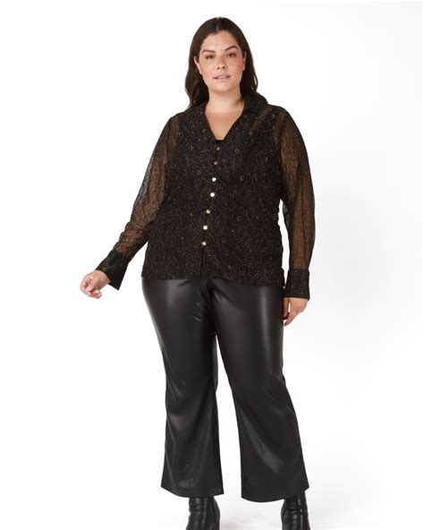 Plus Size Skylar Sheer Lace Blouse Black