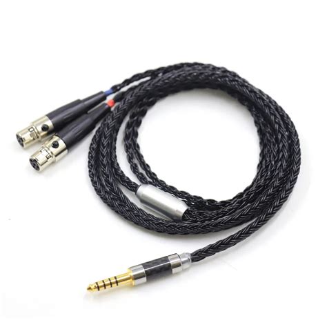 New Mm Balanced Hifi Black Braided Earphone Cable For Audeze Lcd