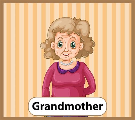 Free Vector Educational English Word Card Of Grandmother