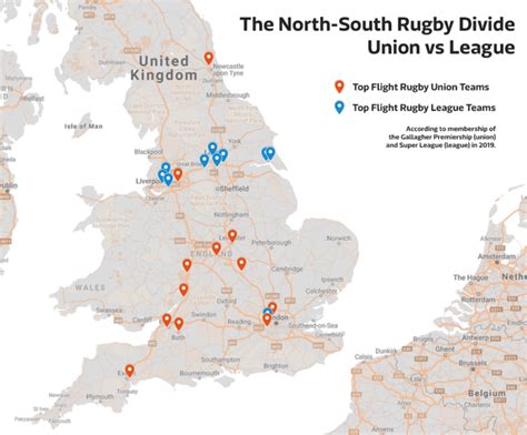 Map : Union vs League in England - The North-South Rugby Divide ...