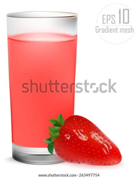 Full Glass Strawberry Juice Strawberries Stock Vector Royalty Free 263497754 Shutterstock