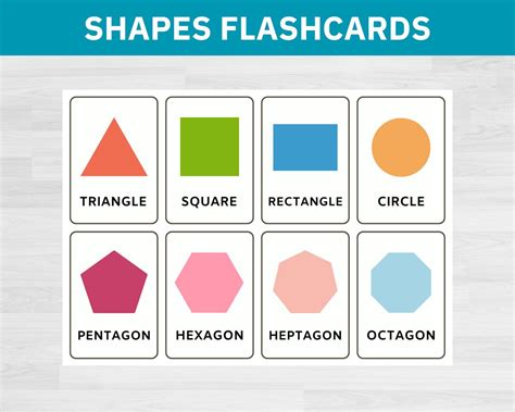 Shapes Flashcards Shapes Poster Shapes Wall Art Shapes - Etsy