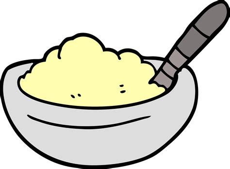 Cartoon Doodle Bowl Of Mashed Potato Vector Art At Vecteezy