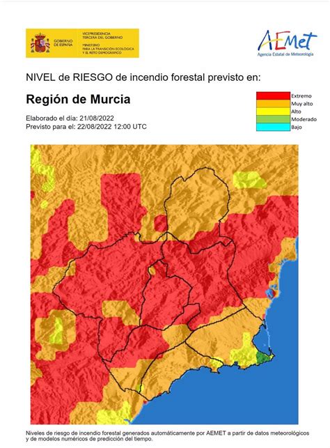 El Nivel De Riesgo De Incendio Forestal Previsto Para Este Lunes Es Extremo En Gran Parte De La