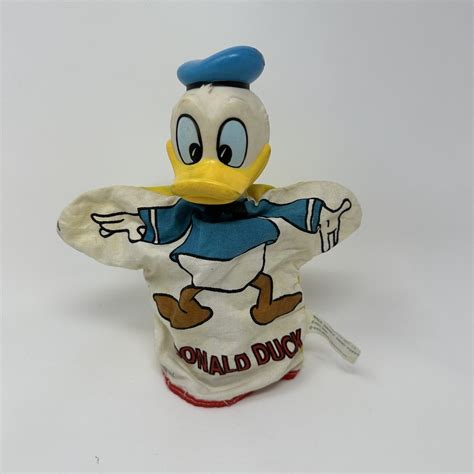 Vtg Walt Disney Donald Duck Hand Puppet 1960 S Plastic Head Cartoon Toy