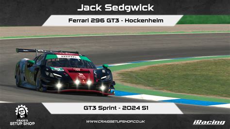 IRacing 24S1 Ferrari 296 GT3 GT3 Sprint Hockenheim Jak YouTube