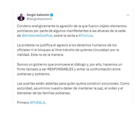 Condena el gobernador Sergio Salomón Céspedes agresión a policías en la