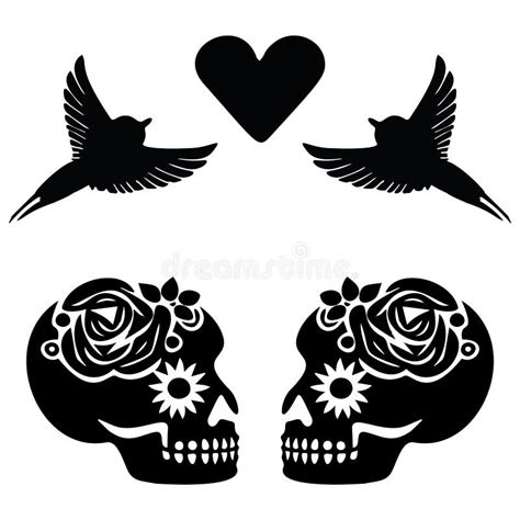 Valentines Day Lesbian Lgbt Skull Tattoo Graphic Vector Skeleton Couple Stock Vector