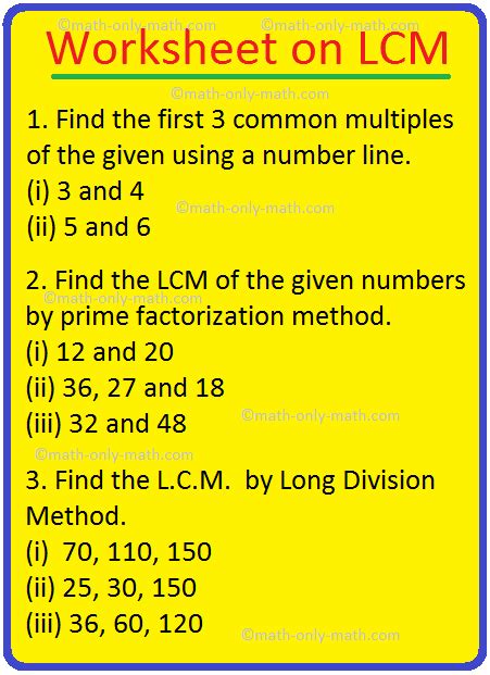 Worksheet On Word Problems On H C F And L C M Highest Common Factor