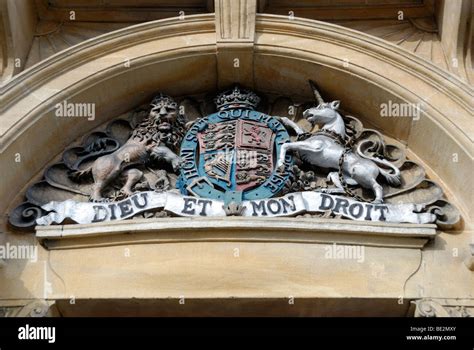 Dieu Et Mon Droit Motto And Crest Of The British Monarch On Exterior