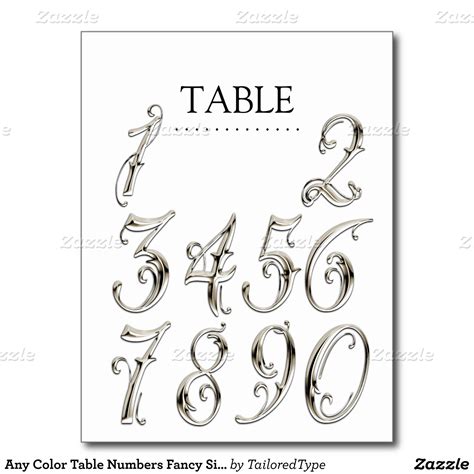 Any Color Make Your Table Number Fancy Silver Zazzle Tattoo