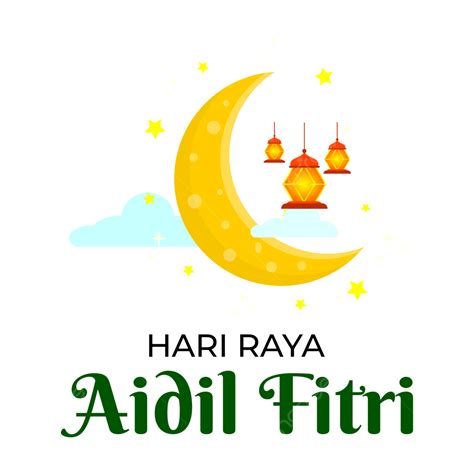 Poster Selamat Idul Fitri Dengan Ilustrasi Indah Bulan Sabit Dan