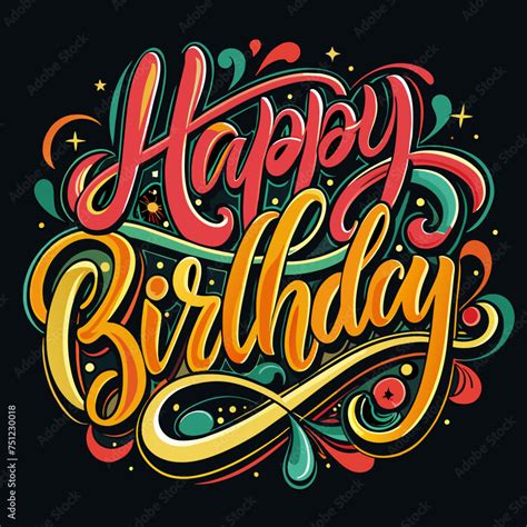 Happy Birthday Badge Greeting Birthday Party Lettering With