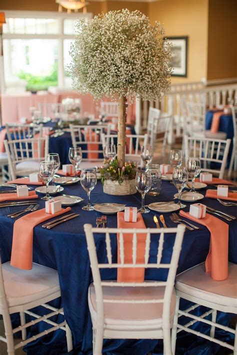 18 Peach and Classic Navy Blue Inspired Wedding Ideas | WeddingInclude ...