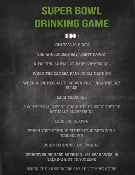 Super Bowl Drinking Game Super Bowl Party Drinking Games Drinking Games