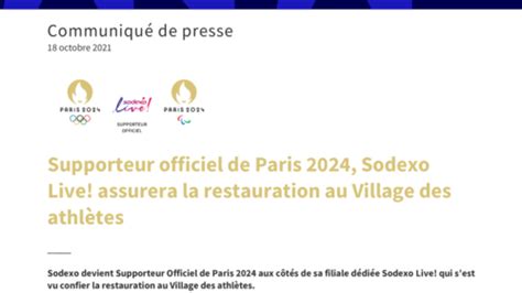 Pdf Communiqué De Presse Supporteur Officiel De Paris 2024 Sodexo Live Assurera La