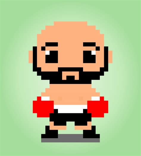 Bit Pixel Of The Boxer Character Human Pixels In Vector Illustration