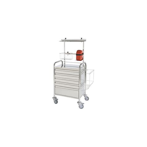 Chariot D Urgence Inox Haut 5 Tiroirs Accessoires