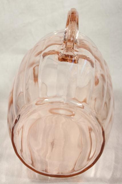 Vintage Pink Lemonade Pitcher Panel Optic Pattern Depression Glass Blush Pink Glassware