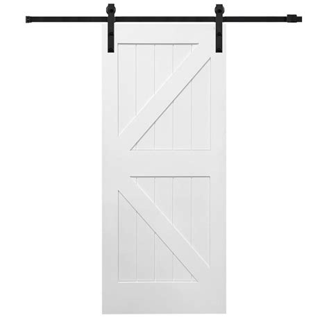 Mmi Door 42 In X 84 In Primed K Plank Mdf Barn Door With Sliding Door