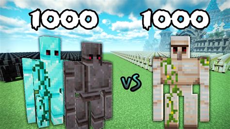 1000 Iron Golems Vs 1000 Diamond And Netherite Golems Minecraft