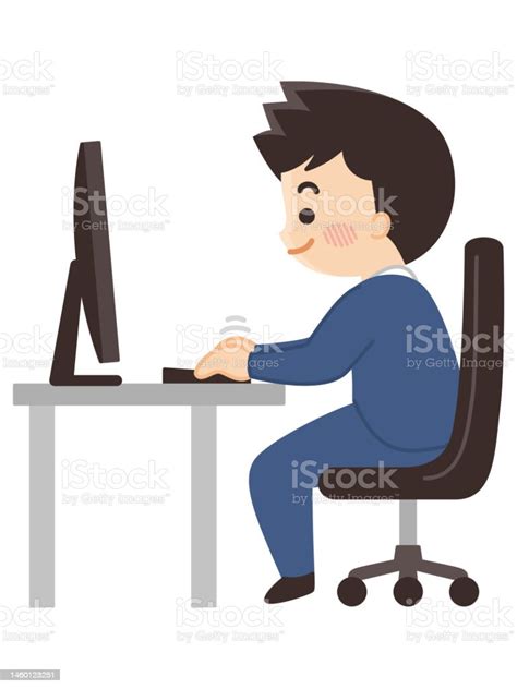 A Businessman Who Operates A Personal Computer Stock Illustration