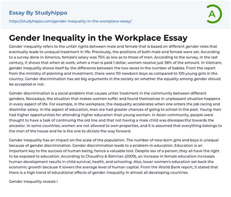 Gender Inequality In The Workplace Essay