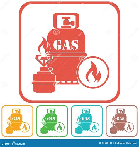 Het Kamperen Fornuis Met Het Pictogram Van De Gasfles Vector