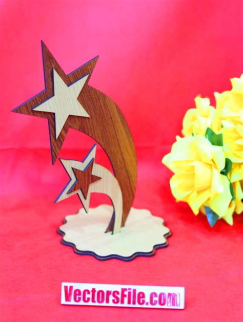 Laser Cut Wooden Award Model Wooden Trophy D Model Dxf And Cdf File