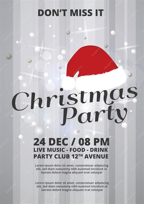 Free Vector Christmas Party Brochure With Striped Background And