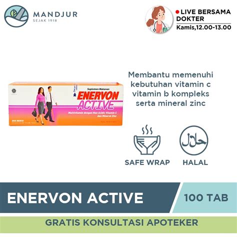 Jual Enervon C Active Tablet Dus Isi Strip Suplemen Lengkap