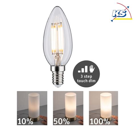 LED Filament Kerze B35 230V E14 5W 2700K 432lm 3 Stufig Dimmbar