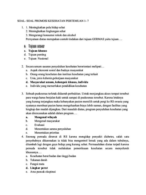 Pdf Soal Promkes Kelas 2b Compress Pdf