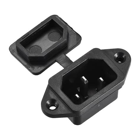 Ac 250v 10a 3p Iec320 C14 Inlet Plug Power Socket Black W Cover 1 Set