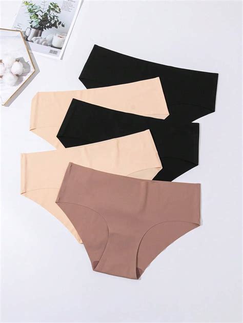 5 Pack Seamless Ladies Panties Stretch Comfort Shaping Panty Briefs Shein Usa