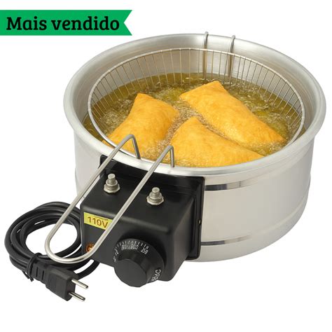 Fritadeira De Pastel Eletrica - Incrível Fritadeira Elétrica de pastel Tacho 5 Litros Redonda Inox 110v ...