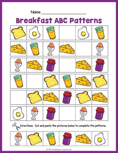 Breakfast ABC Pattern Worksheet