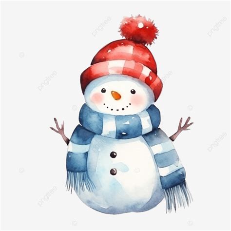 Watercolor Cute Snowman Character Merry Christmas Christmas Xmas