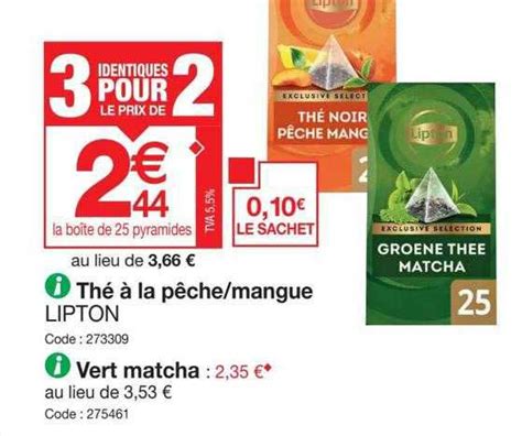 Promo Th La P Che Mangue Lipton Vert Matcha Chez Promocash