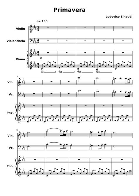 Primavera Ludovico Sheet Music For Violin Cello Piano Musescore Violin Music Sheet