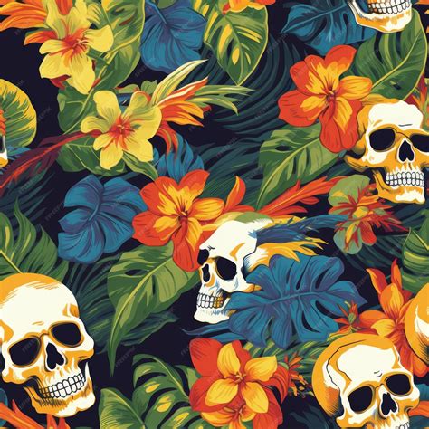 Premium Ai Image Flat Design Hawaiian Shirt Pattern Design