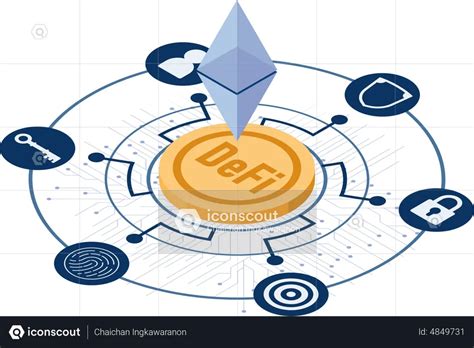 Defi Decentralized Finance And Blockchain Technology Illustration